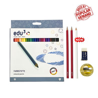 edu3 Triangular Coloured Pencil 24 colours + FREE Eraser Blender (Promotion pack)