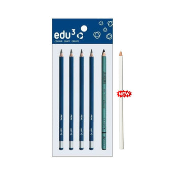 edu3 4 Drawing Pencils (Any Grades) + 1 Charcoal Pencil (Soft) + FREE Eraser Blender