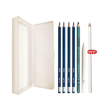edu3 Pencil Case + 4 Drawing Pencils (Any Grades) + 1 Charcoal Pencil + FREE Eraser Blender + FREE Stump