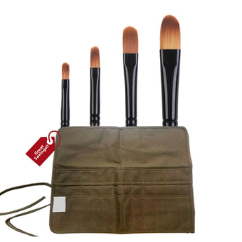 edu3 Filbert Art Brushes (4 pcs) with FREE! Roll up Canvas Art Brush Pouch