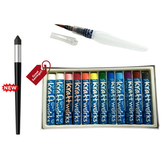 Kraftworks Junior Artist Water-soluble Oil Pastels 11+1 Colour + FREE Oil Pastel Blender + Water Brush Pen