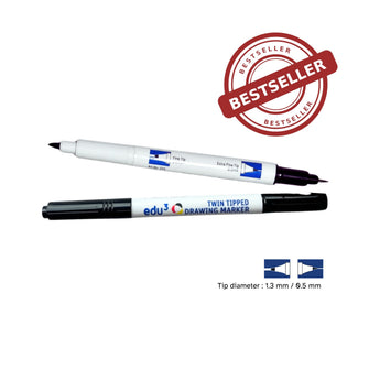 edu3 Twin Tipped Drawing Marker Black (Permanent Ink)