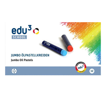 edu3 JUMBO Oil Pastel Round 12 Colours, Card Box