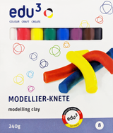 edu3 Modelling Clay, 8 colours x 240 grams